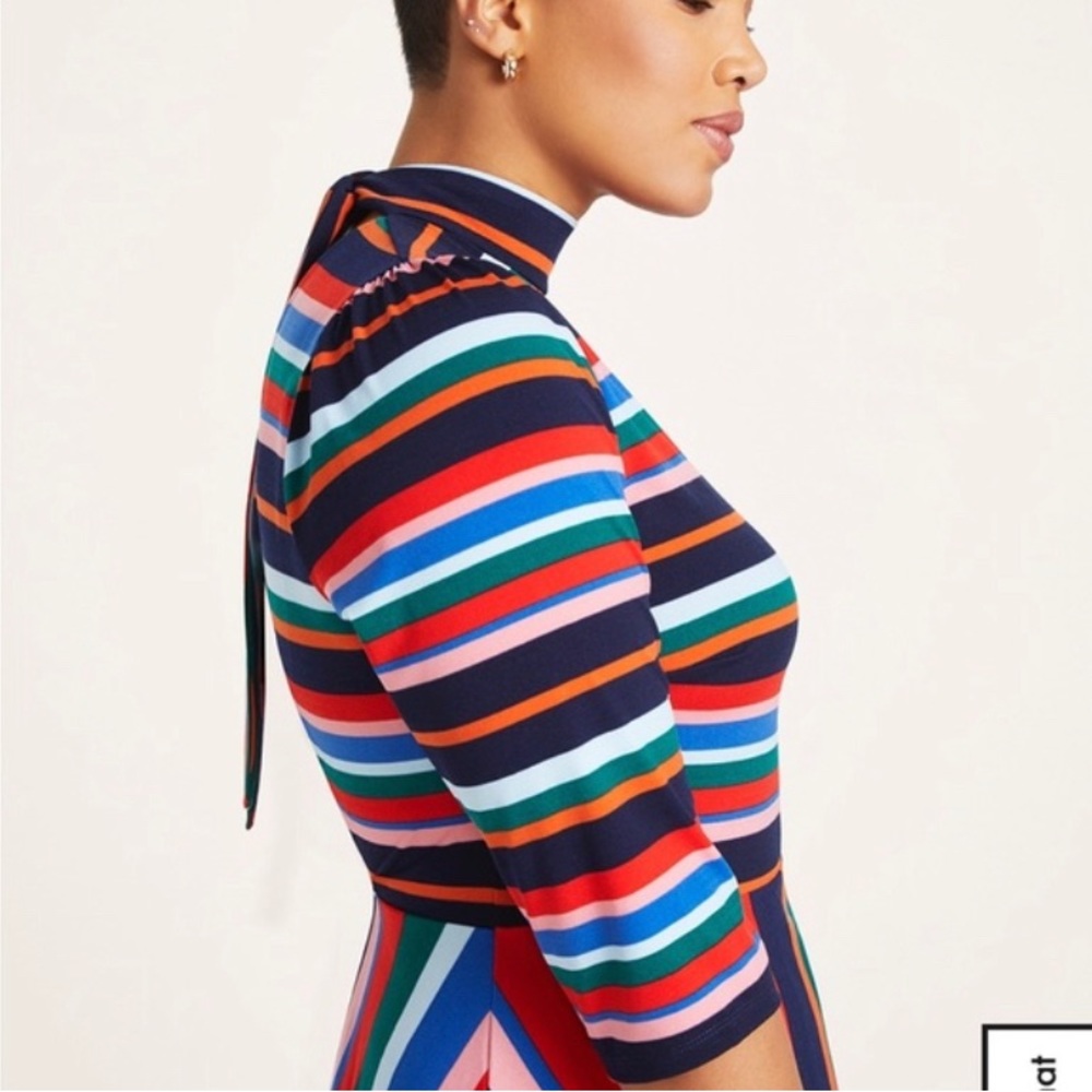 Eloquii Fit and Flare Opposing Stripes Dress -NWT! - Picture 8 of 8